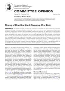 The American College of Obstetricians and Gynecologists WOMEN’S HEALTH CARE PHYSICIANS COMMITTEE OPINION Number 543 • December 2012