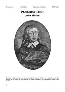 Paradise Lost  John Milton Open Education Project