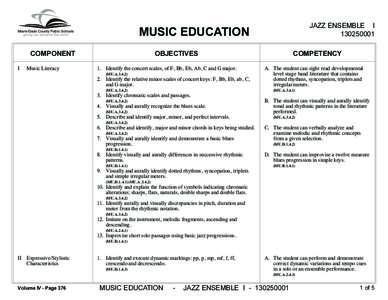 JAZZ ENSEMBLE I[removed]MUSIC EDUCATION COMPONENT I