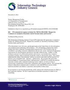 December 8, 2014  Docket Management Facility U.S. Department of Transportation 1200 New Jersey Avenue SE. West Building Ground Floor, Room W12-140