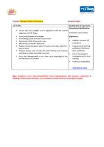 Position: Manager (Public Grievances) Job Profile Location: Patna Qualification & Experience Educational Qualification