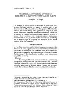 Tyndale Bulletin[removed]120.  THE ETHICAL AUTHORITY OF THE OLD
