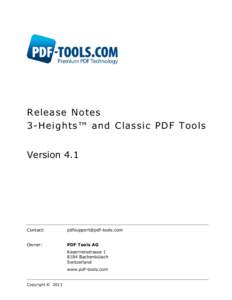 Release Notes 3-Heights™ and Classic PDF Tools