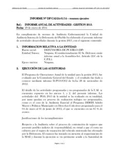 Defensoría del Pueblo  Unidad de Auditoría Interna Informe Anual de Actividades-DP-UAI-IA