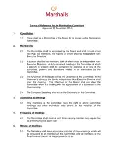 Terms of Reference for the Nomination Committee (Approved 12 DecemberConstitution 1.1