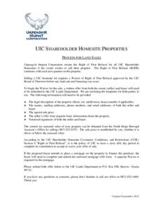 Sale Offer – Request for UIC’s Waiver of Right of First Refusal (BUYER)