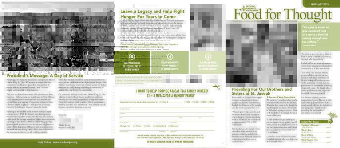 FEBRUARYFood for Thought Leave a Legacy and Help Fight Hunger For Years to Come