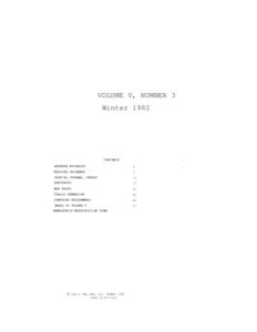 VOLUME V, NUMBER 3 Winter 1982 CONTENTS  -
