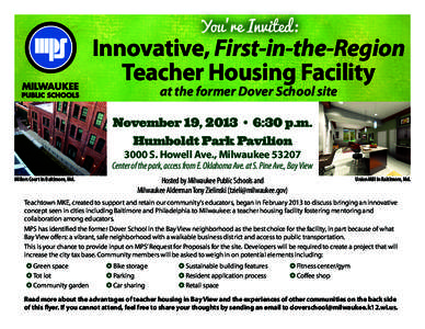 You’re Invited:  Innovative, First-in-the-Region Teacher Housing Facility at the former Dover School site