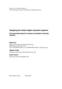 Paper for International Journal of Sustainability in Higher Education