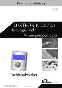 Bet r iebsan leit ung DE Luxtronik 2.0 / 2.1  Heizungs- und