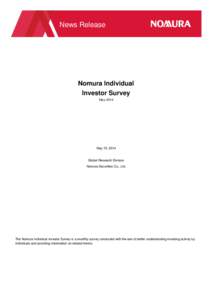 News Release  Nomura Individual Investor Survey May 2014