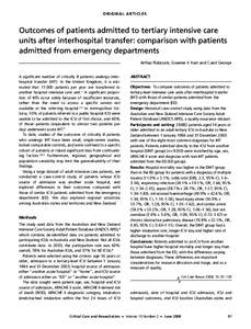 Medical emergencies / Intensive-care medicine / Intensive-care unit / Sepsis / Mechanical ventilation / Cardiac arrest / Emergency department / Trauma center / Acute respiratory distress syndrome / Medicine / Intensive care medicine / Emergency medicine