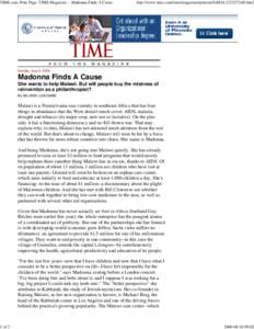 TIME.com Print Page: TIME Magazine -- Madonna Finds A Cause