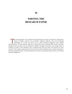 10 WRITING THE RESEARCH PAPER T