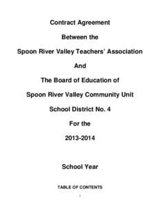 Contract Agreement Between the Spoon River Valley Teachers’ Association And The Board of Education of Spoon River Valley Community Unit
