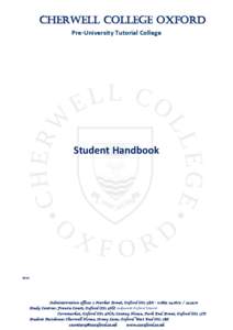 Cherwell College Oxford Pre-University Tutorial College Student Handbook  2014
