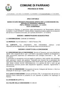 COMUNE DI PARRANO PROVINCIA DI TERNI Via XX settembre,1 - C.A.P[removed]Tel[removed]Fax[removed]E-mail [removed] - C.F[removed]