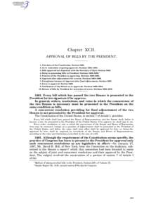 Chapter XCII. APPROVAL OF BILLS BY THE PRESIDENT[removed].