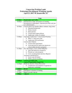 Conserving Working Lands Professional Development Workshop Agenda April 23, 2015  Kenansville, NC 9:30am 10:00am