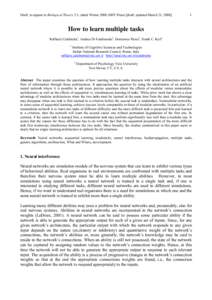 Draft: to appear in Biological Theory 3:1, dated WinterMIT Press) [draft, updated March 21, How to learn multiple tasks Raffaele Calabretta1, Andrea Di Ferdinando1, Domenico Parisi1, Frank C. Keil2