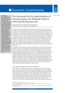 Economic Commentaries: The framework for the implementation of monetary policy, the Riksbank’s balance sheet and the financial crisis