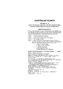 AUSTRALIAN PLANTS VOLUMENo. 19 Volume 19 comprises lssues Nos[removed]of Australian Plants Published by the Society For Growing Australian Plants.