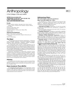 Anthropology  ANTH In the College of Arts and Letters OFFICE: Arts and Letters 448