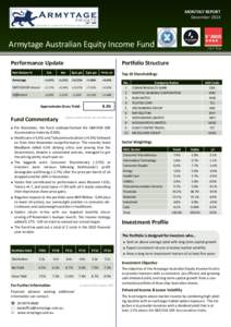 MONTHLY REPORT December 2014 ESTArmytage Australian Equity Income Fund Performance Update