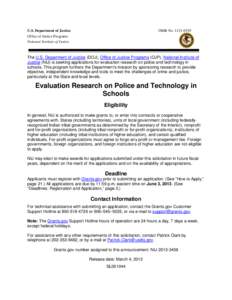 NIJ FY13 Evaluation Research on Police and Technology in Schools