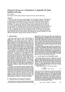 Using the Oceans as a Calorimeter to Quantify the Solar Radiative Forcing Nir J. Shaviv Racah Institute of Physics, Hebrew University of Jerusalem, Giv’at Ram, Jerusalem 91904, Israel  Abstract.