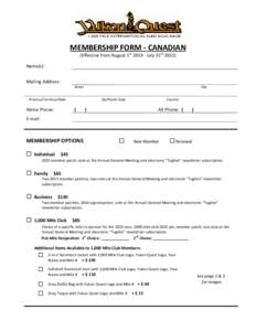 MEMBERSHIP FORM - CANADIAN (Effective from August 1st[removed]July 31st[removed]Name(s): Mailing Address: Street