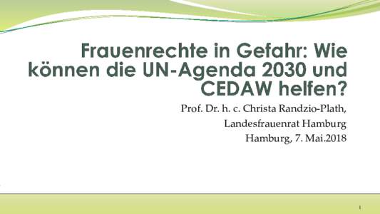 Frauenrechte in Gefahr: Wie können die UN-Agenda 2030 und CEDAW helfen?