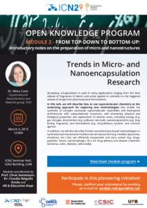 OPEN KNOWLEDGE PROGRAM module 2 - From top-down to bottom-up: introductory notes on the preparation of micro and nanostructures  Trends in Micro- and