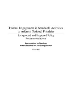 Federal Engagement in Standards Activities to Address National Priorities