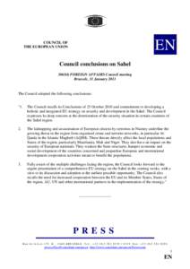 EN  COUNCIL OF THE EUROPEAN UNION  Council conclusions on Sahel