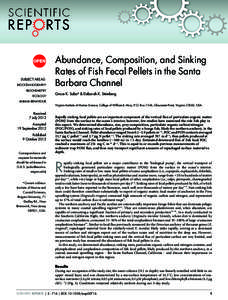 SUBJECT AREAS: BIOOCEANOGRAPHY BIOCHEMISTRY ECOLOGY  Abundance, Composition, and Sinking