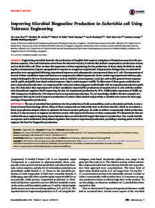 crossmark  RESEARCH ARTICLE Improving Microbial Biogasoline Production in Escherichia coli Using Tolerance Engineering