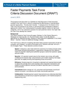 Faster Payments Task Force Criteria Discussion Document