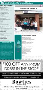 Calhoun County Chamber of Commerce  Work Week....The Voice of Business Mark Your Calendars Tuesday, February 18, Business After Hours