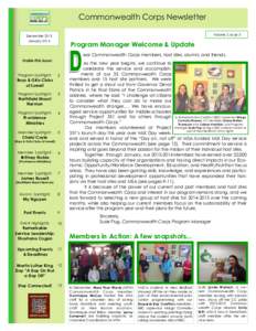 Commonwealth Corps Newsletter Volume 2, Issue 3 December 2013 January 2014
