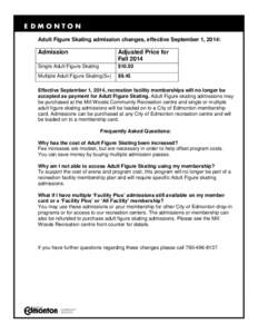 Adult Figure Skating admission changes, effective September 1, 2014