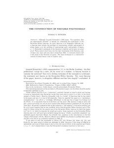 BULLETIN (New Series) OF THE AMERICAN MATHEMATICAL SOCIETY Volume 46, Number 3, July 2009, Pages 397–411