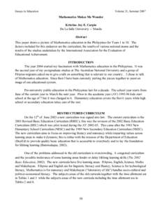 Education in the Philippines / Trends in International Mathematics and Science Study / National Achievement Test / International Association for the Evaluation of Educational Achievement / High school / Curriculum / Elementary school / Mathematics education / Programme for International Student Assessment / Education / Educational stages / Educational research