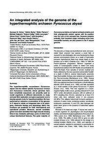 Blackwell Science, LtdOxford, UKMMIMolecular Microbiology 0950-382X Blackwell Publishing Ltd, 200347614951512Original ArticleAnalysis of the Pyrococcus abyssi genome G. N. Cohen et al.  Molecular Microbiology[removed]), 1495–1512