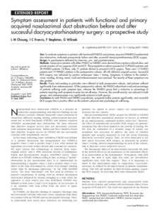 Dacryocystitis / Dacryocystorhinostomy / Oculoplastic surgery / Epiphora