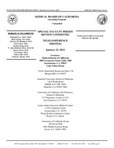 STATE AND CONSUMER SERVICES AGENCY- Department of Consumer Affairs  EDMUND G. BROWN JR., Governor MEDICAL BOARD OF CALIFORNIA Licensing Program