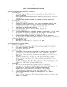 Table of Contents for Appendix IV