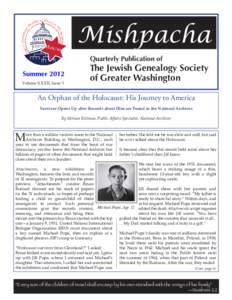 Mishpacha Quarterly Publication of Summer 2012 Volume XXXII, Issue 3