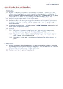 Annex G Page G1 of G1  ANNEX G SIN BIN RULE AND MERCY RULE 1. SIN BIN RULE 1.1. A player that displays poor conduct or sportsmanship that warrants a technical foul. This includes dissent, arguing with the referee, inappr